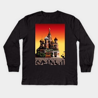 tetris kremlin rusia retro Kids Long Sleeve T-Shirt